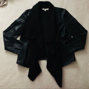 BB Dakota Leather Jacket with Knit Drape Lapel